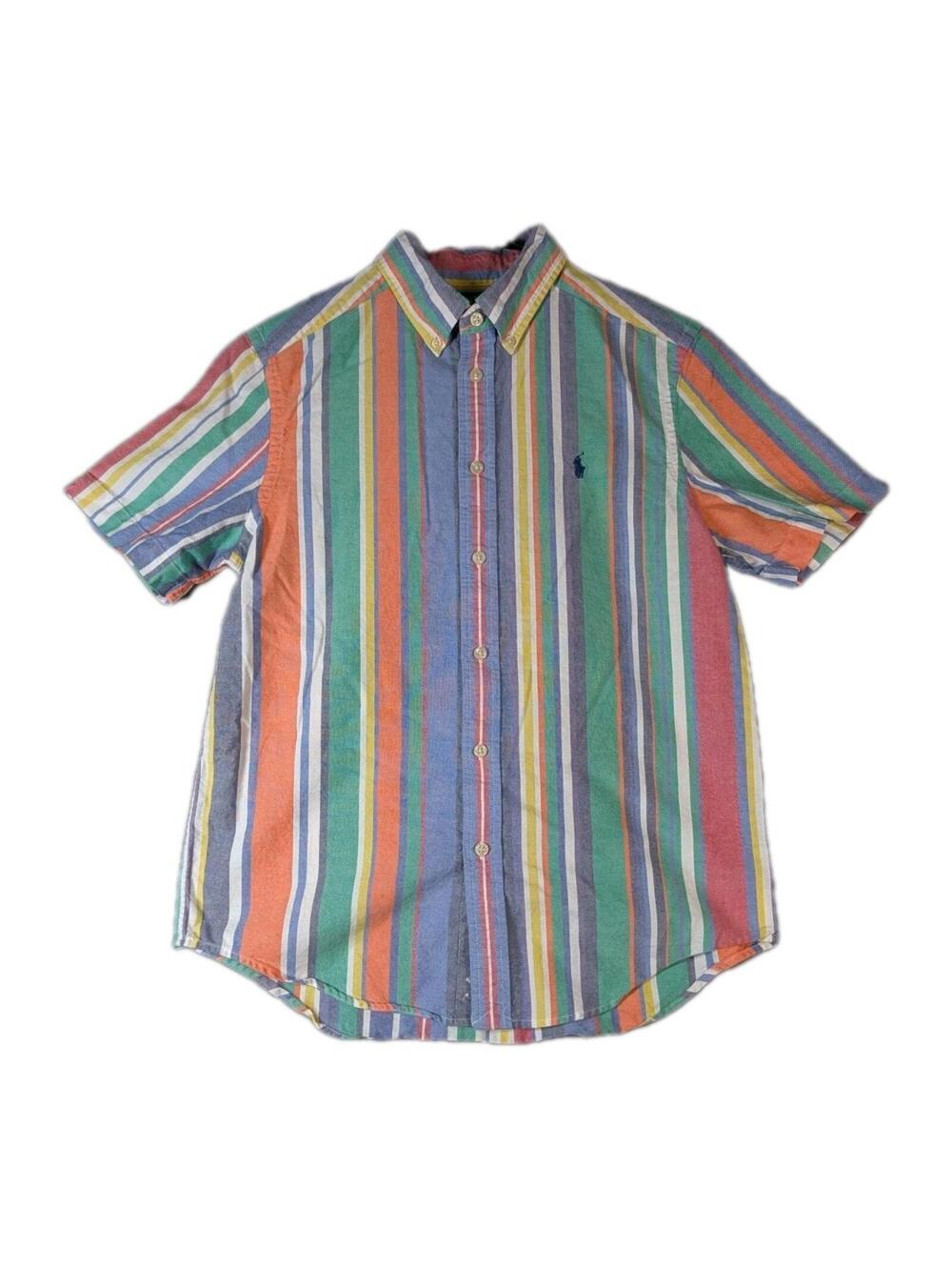 Polo Ralph Lauren Boys Large Multicolor Stripe Button Shirt Preppy Cotton